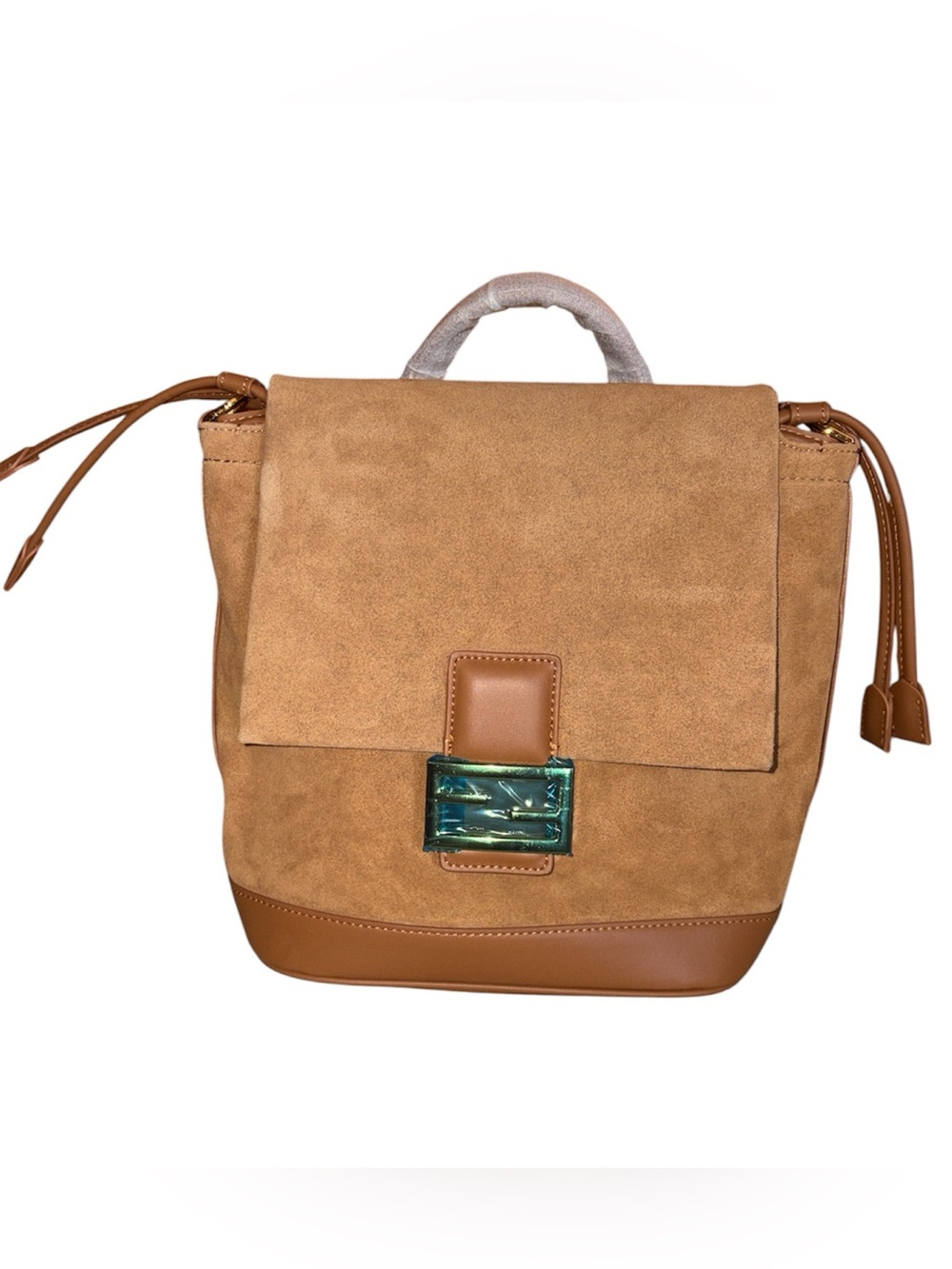 Women’s Suede Tan Backpack Crossbody Bag - Neutral Tan